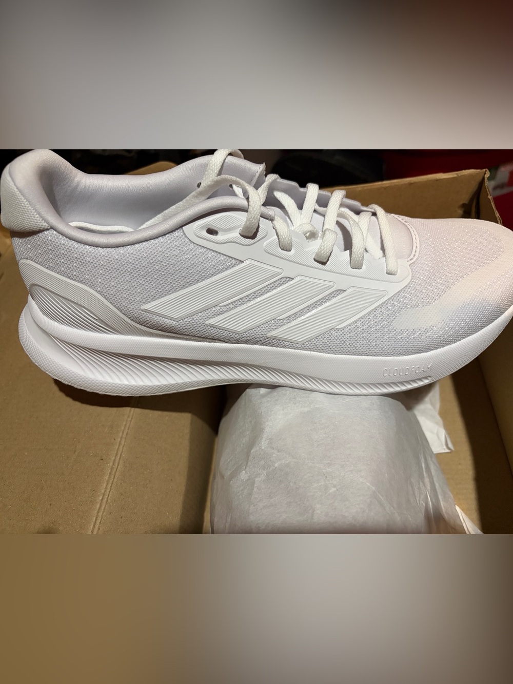 adidas Runfalcon 5 "Triple White" Mesh Low Top Lace-Up Running Sneakers 9.5 wmns
